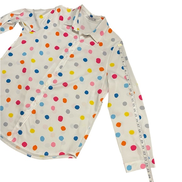 MISSLOOK White with Colorful Polka Dots Button Down  Long-Sleeve Blouse XXL NWOT - Picture 12 of 12